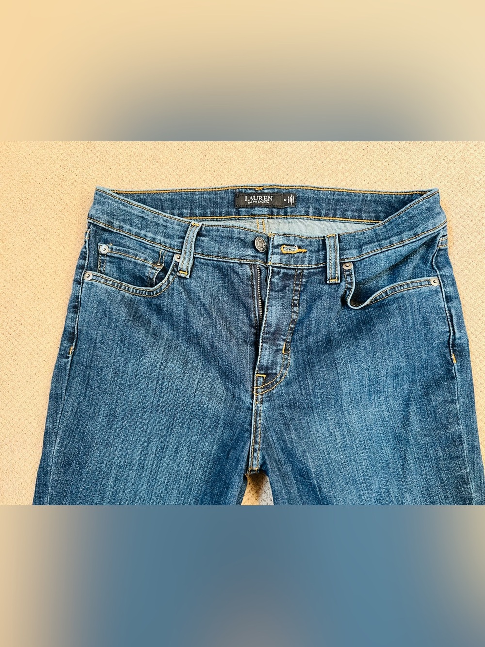 Lauren Ralph Lauren Women’s Size 10 Mid Rise Straight Leg Dark Wash Denim Jeans - Picture 3 of 12